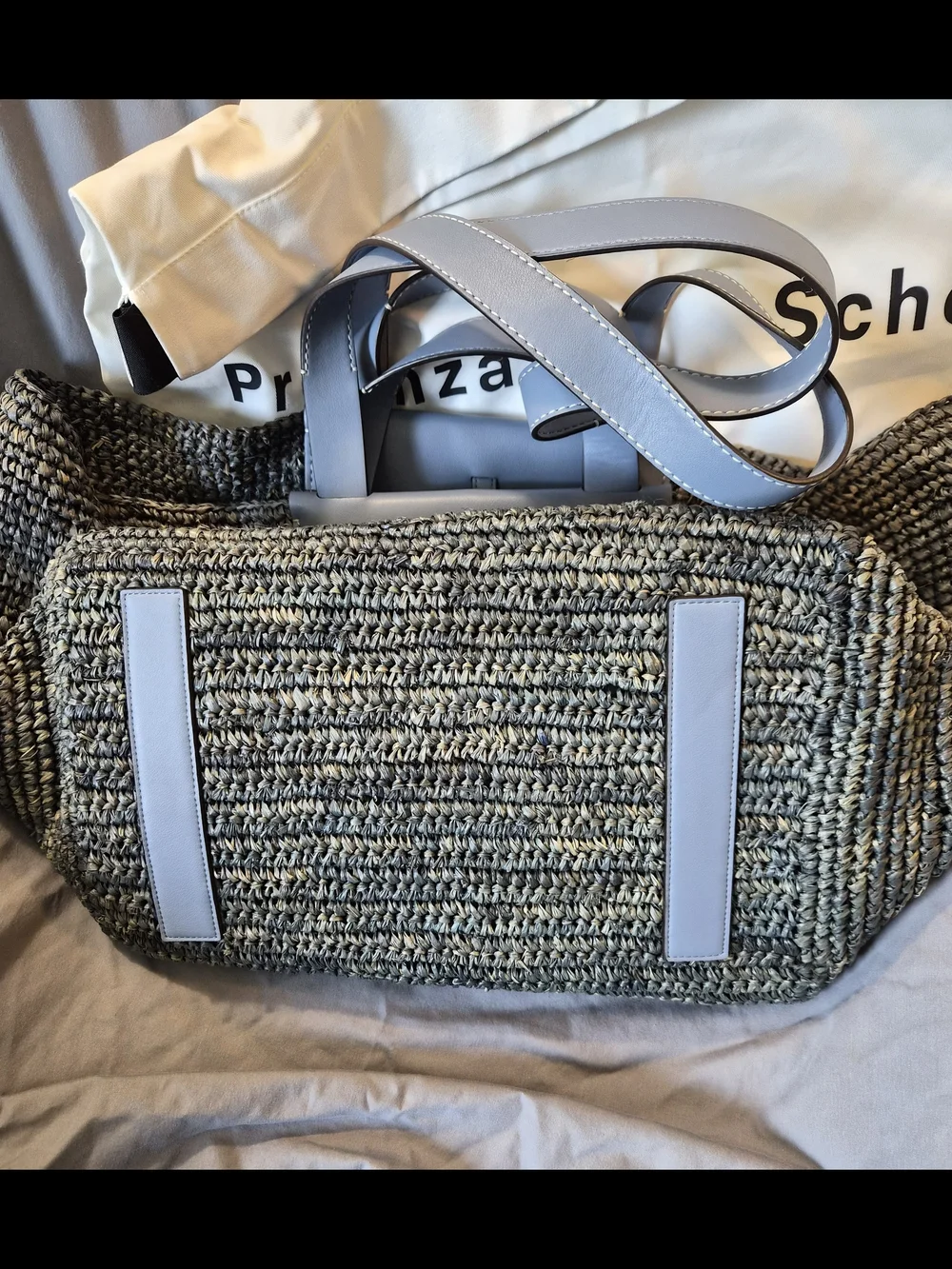 Proenza Schouler Blue Leather-Trim Woven Tote